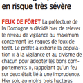 Risque très sévère feux de forêt