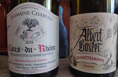 Côtes du Rhône : Laurent Charvin 2018, Albert Boxler (Alsace) Gewurztraminer 2015
