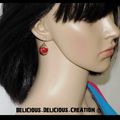 Boucles d'oreilles !! BUBBLES !! en metal et Verre garnie de perles rouge T:3cm long BELICIOUS-DELICIOUS-CREATION 