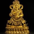 A rare and superbly cast gilt-bronze figure of Panjarnata Mahakala, Ming dynasty, 15th century