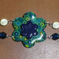 Bracelet Fleurs "Verts/bleu"