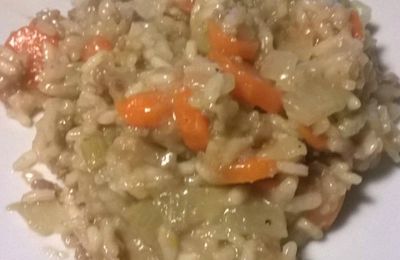 Risotto aux carottes, fenouils et viande hachée