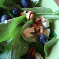 Salade mâche raisins, noix et roquefort