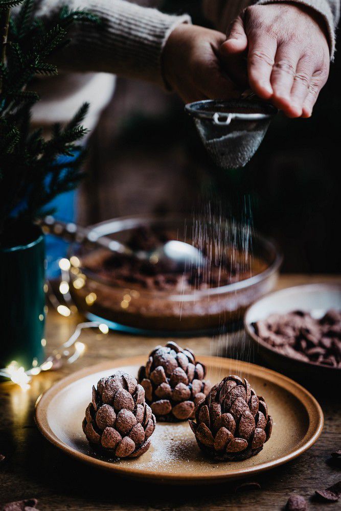 pommes de pin en chocolat, brownies au chocolat, facile, déco, gourmandise de noel, gouter