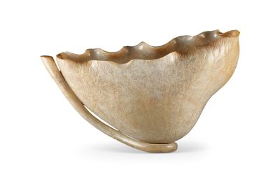 A jade lotus leaf-form washer, Ming dynasty (1368-1644)