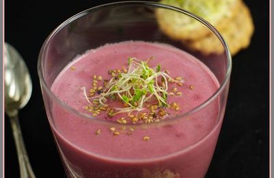 Velouté de haricots azukis, betterave, gingembre ... verrine épicée façon gaspacho ou velouté mon remède contre les giboulées