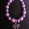 Bracelet romantique, perles nacrées et noeud argenté