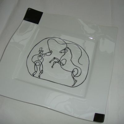 Grande assiette / Plat "gondolé" Dessin de