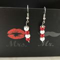 boucles perles rouges et blanches