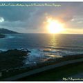 Coucher de soleil sur l'Océan Atlantique depuis le Paradore de Baiona (Espagne)