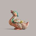 A rare polychrome 'Mandarin Duck' censer and cover, Ming dynasty, Wanli period (1573-1619)