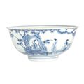 Chinese Blue and White Glazed Porcelain Bowl. Kangxi Period