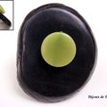 BAG087 - Bague ethnique noire et verte en tagua