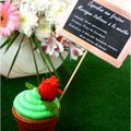 Cupcakes aux fraises et meringue italienne à la menthe