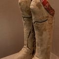 Samite Leather Boots with Floral Motifs, Song dynasty (960-1279)