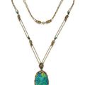 A black opal, demantoid garnet and sapphire pendant necklace, by Louis Comfort Tiffany, Tiffany & Co
