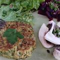 galettes chou-fleur , quinoa au chèvre et curry 