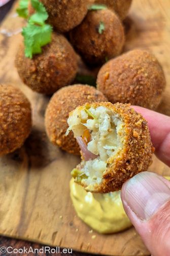 Arancini frits au risotto poireaux et miso