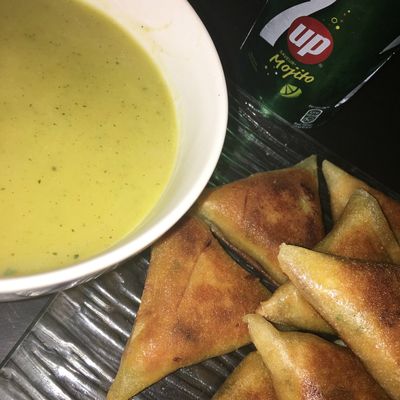 Soupe de légumes, brick crevettes