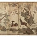 A rare inscribed and dated six-panel lacquer screen, dated by inscription to the sixth year of the Wanli period, corresponding t