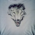 LE Loup t-shirt peint main