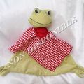 Doudou Peluche Grenouille Vert Plat Tissu Vichy Rouge Bandana IKEA