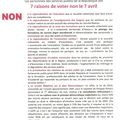 Les réprésentants des salariés appellent à Voter NON le 7 avril.