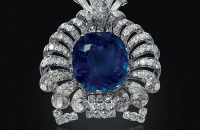 An Art Deco Ceylon sapphire and diamond brooch, circa 1920