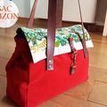 Sac besace de créateur original velours rouge orangé fleurs bohème et bandoulières cuir maroquinerie artisanale made in France