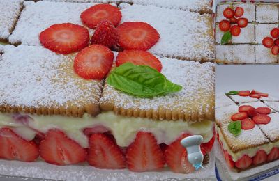 Gâteau de petits beurres à la fraise