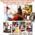 Stage couture Vacances débutants à belley enfants / ado / adultes à l'atelier de Crapule Factory