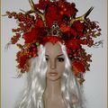 Coiffe Couronne Diadème Elfique Mariage Ceremonie Mabon Equinoxe Automne Bois Chevereuil Cerf Wicca Pagan Wedding Headdress