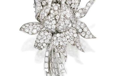 A Platinum and Diamond ‘Rosebud’ Brooch, Verdura, France, 1958