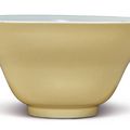 A pale café-au-lait glazed ogee-form bowl, Qianlong seal mark and period