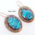 BO308 - Boucles d'oreille vagues en bronze et pawa