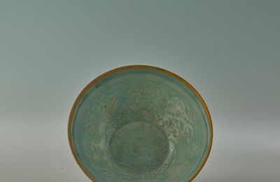 Bowl with Moulded Phoenixes amid Peonies, Jingdezhen, Qingbai ware, Southern Song dynasty (1127-1279)
