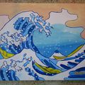 La Grande Vague d'Hokusai peinte par les Enfants