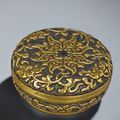 A parcel-gilt bronze incense box and cover, Ming dynasty, 17th century