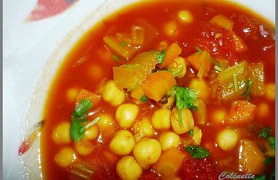 Soupe de pois chiches tomates et safran