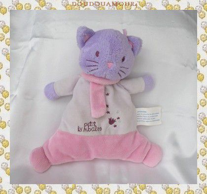 Doudou Peluche Chat Rose Parme Echarpe Petit Kimbaloo