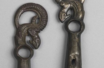 Two Finials with Ibex-Head Tops. 7th–6th century BCE