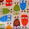 coupon tissu patchwork enfant animaux hiboux, romantique, multicolore, env. 40x50 cm