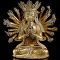 A rare and unusual gilt-bronze tantric figure of Avalokitesvara, Ming dynasty, 16th-17th century