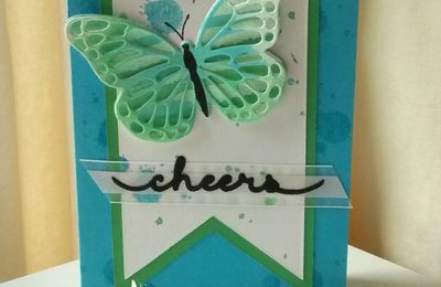 Cheers butterfly card, July KIK #2