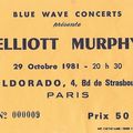 Elliott Murphy - Jeudi 29 Octobre 1981 – Eldorado, Paris