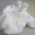 bebe tricot, trousseau blanc bb mixte, cadeau de naissance