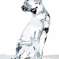 Baccarat- Importante statuette de panthère assise en cristal