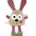 Doudou lapin plat marron prune