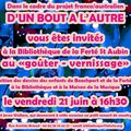 Goûter-Vernissage vendredi 21 juin à 16h30