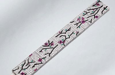 An Art Deco diamond, enamel and gem-set picture bracelet, attributed to Lacloche Frères, circa 1925